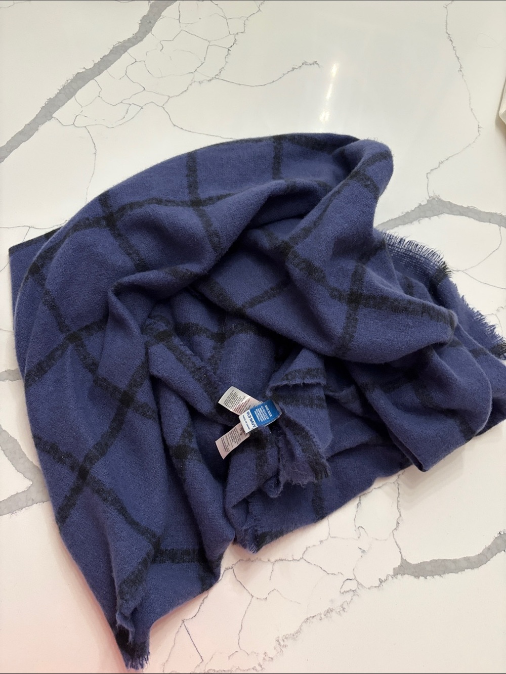 Old Navy Navy Blue Checked Wrap Scarf
